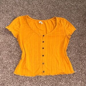 Mudd Women's Yellow Button-Down Shirt